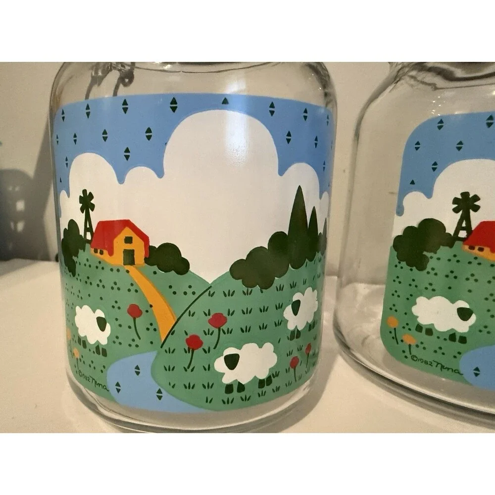 VTG Cottagecore 1982 Nina Farm Country Canisters Set Of 3. Adorable!